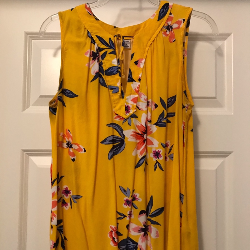 Yellow floral sleeveless blouse